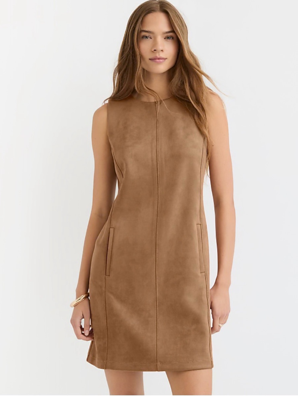 LOFT Brown Suede Sleeveless Shift Mini Dress